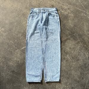 Vintage Lee Pleated Jeans Mens 29x32 Blue Acid Wash Pants Relaxed Tapered 80s